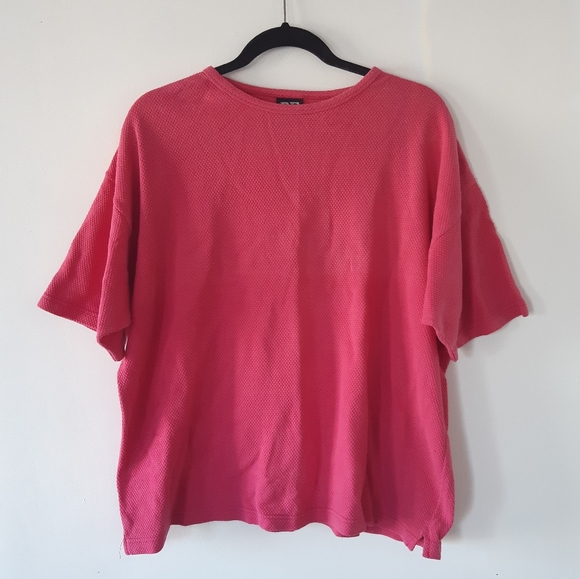 VINTAGE L Oversized Waffled Pink Shirt - Picture 2 of 7